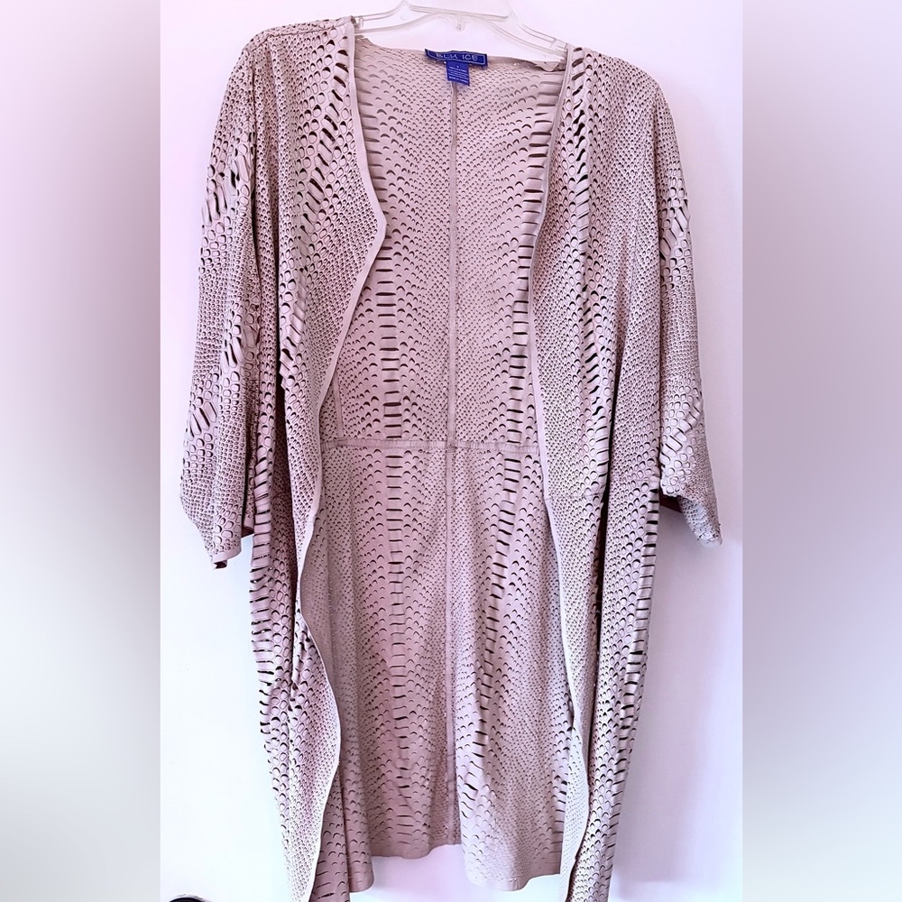 Blu Ice Leather Snakeskin textured kimono jacket O/S